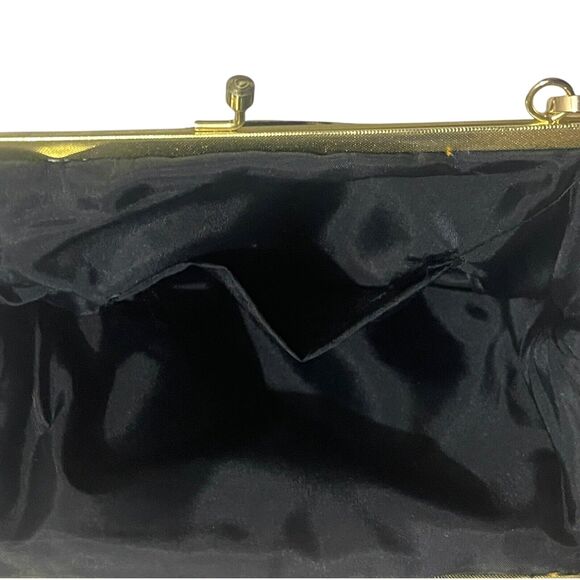 Floral Tapestry Handbag Metal Frame Evening Bag Chain Strap Kisslock Vintage - Picture 6 of 8